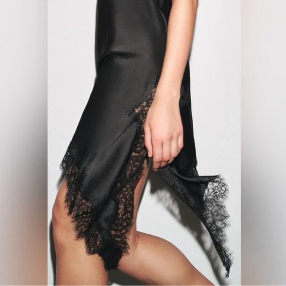 Zara NWT asymmetric lace dress black 5919/200 - Picture 12 of 16